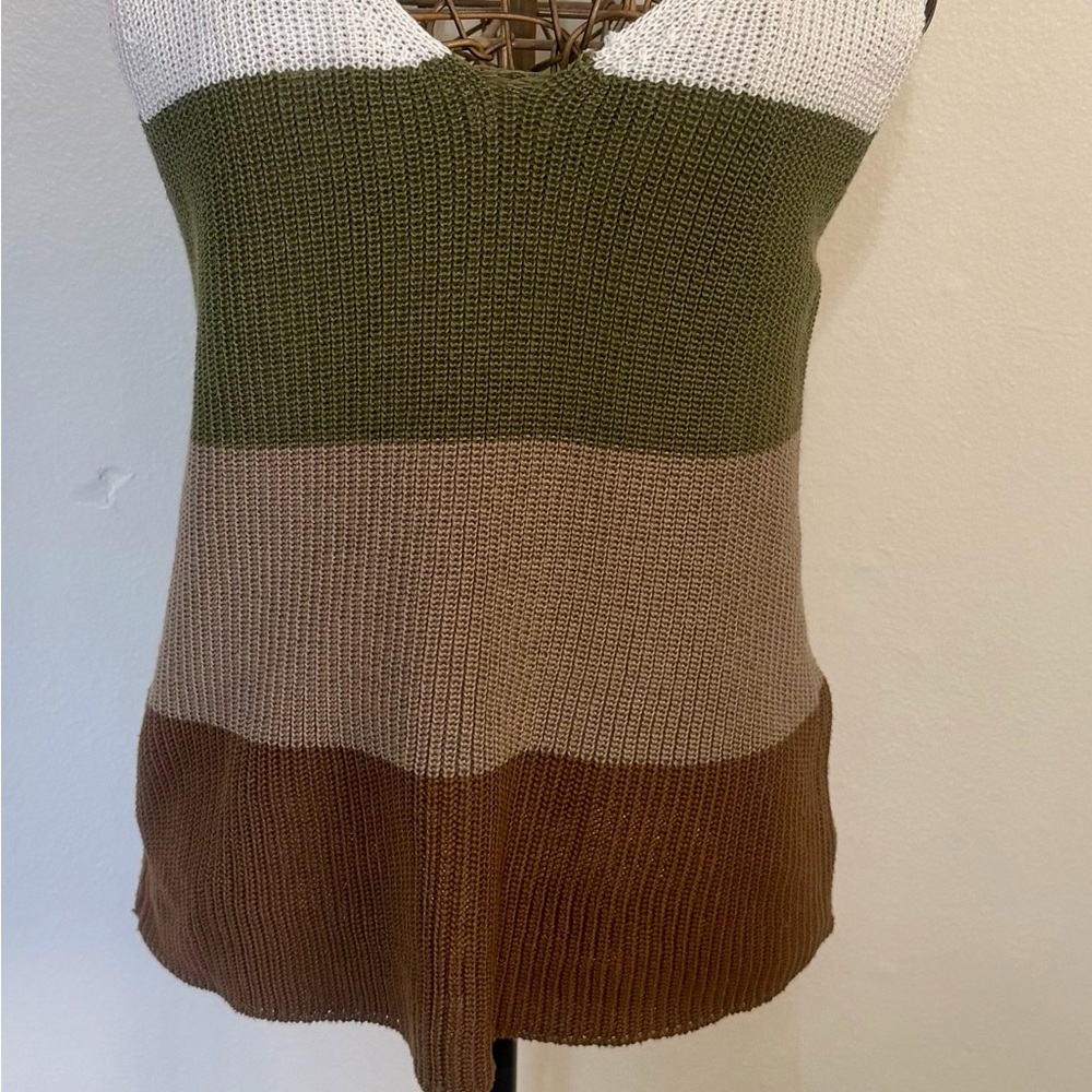 Unk Women's Striped Tank Top - White, Olive, Tan, Brown